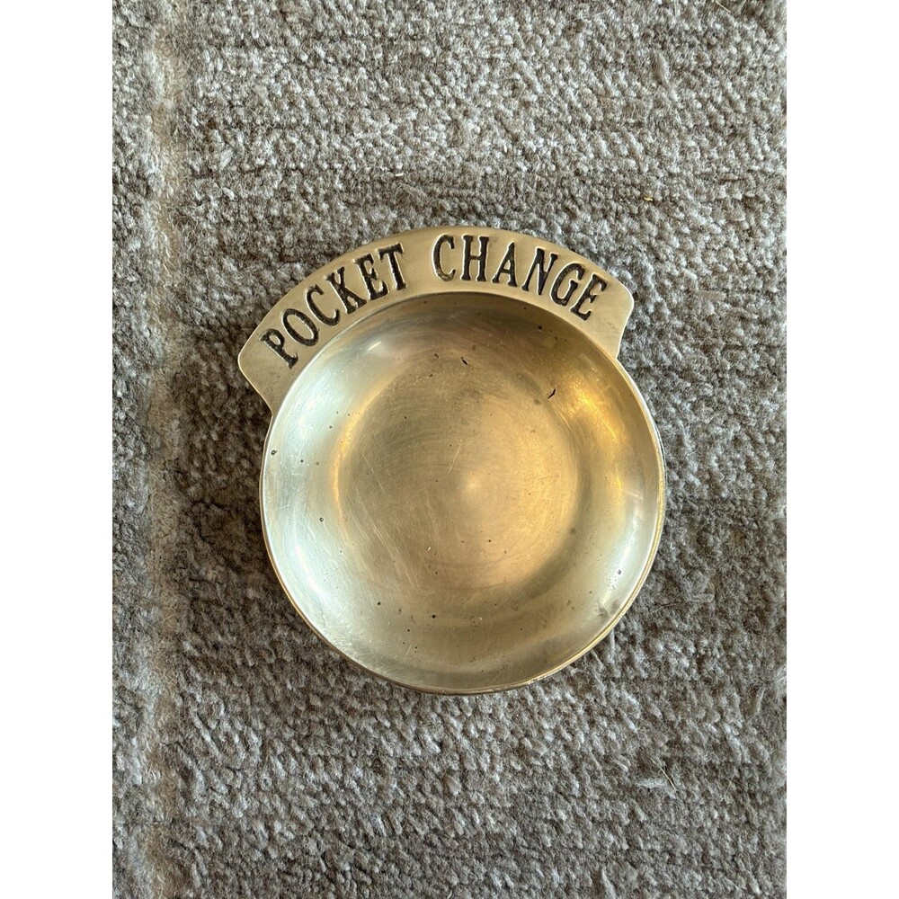 Vintage Brass Pocket Change Coin Dish Catchall Valet Tray MCM 6”